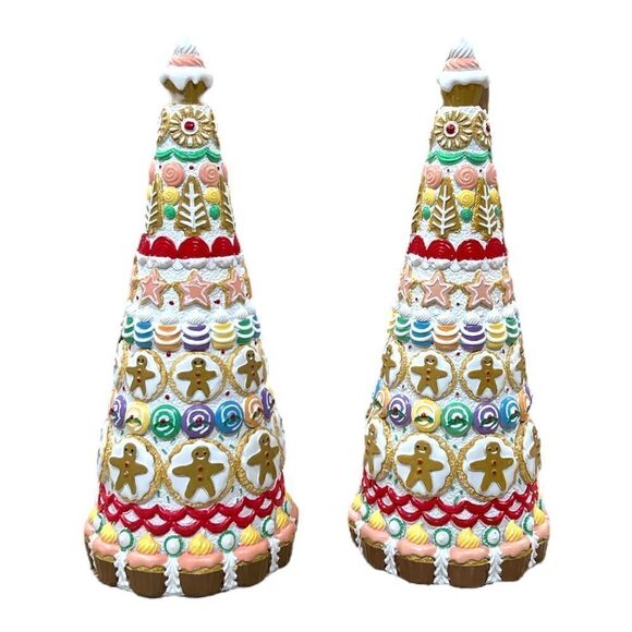 A Pair of Gingerbread Sweet Treat Decorative Tree 17” Tall - Picture 2 of 3